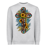 Heather Grey cross Heavyweight Sweatshirt - JahusDesignShop