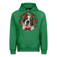 Emerald Christmas St. Bernard Urban Hoodie - RanaPortraitStore