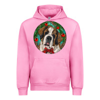 Fuchsia Pink Christmas St. Bernard Urban Hoodie - RanaPortraitStore