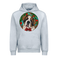 Heather Grey Christmas St. Bernard Urban Hoodie - RanaPortraitStore