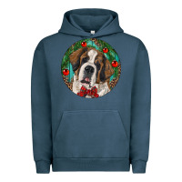 Pigment Midnight Navy Christmas St. Bernard Urban Hoodie - RanaPortraitStore