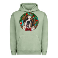 Pigment Oil Green Christmas St. Bernard Urban Hoodie - RanaPortraitStore
