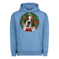 Pigment Pebble Blue Christmas St. Bernard Urban Hoodie - RanaPortraitStore