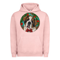 Pigment Salmon Christmas St. Bernard Urban Hoodie - RanaPortraitStore