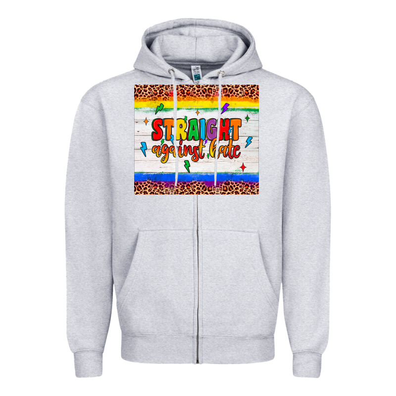 Straight Against Hate Tumbler Zipper Hoodie by JahusDesignShop | Teevron