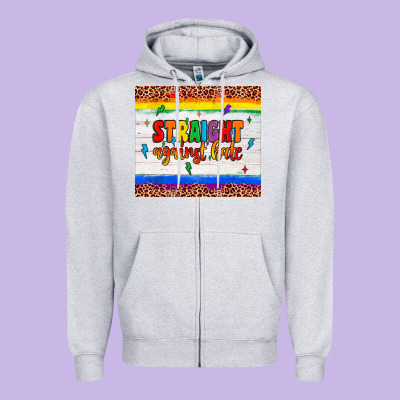 Straight Against Hate Tumbler Zipper Hoodie Designed By Jahusdesignshop