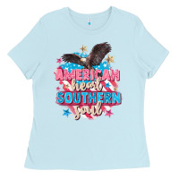 Baby Blue American heart southern soul 4th of july Ladies Tee - FaDigitalArtStudio