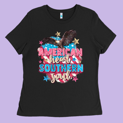 American Heart Southern Soul 4th Of July Ladies Tee Designed By Fadigitalartstudio