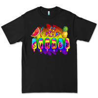 Black Hello Summer Tie Dye Premium Tee - CowCowDesign