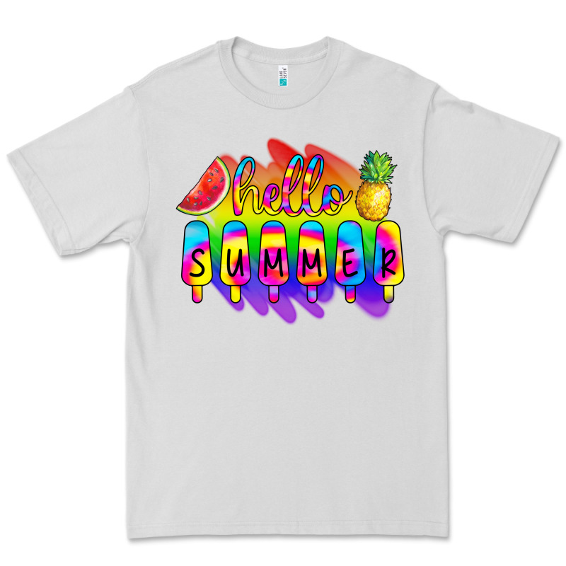 Hello Summer Tie Dye Premium Tee by CowCowDesign | Teevron