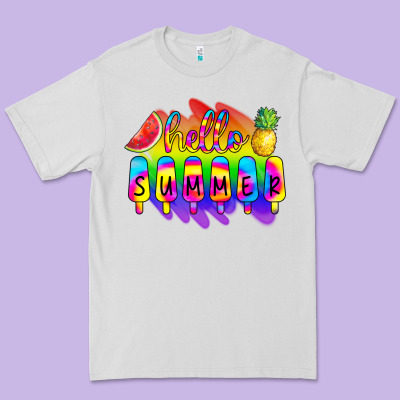 Hello Summer Tie Dye Premium Tee Designed By Cowcowdesign