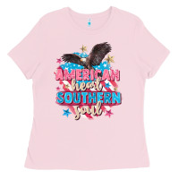 Bubblegum Pink American heart southern soul 4th of july Ladies Tee - FaDigitalArtStudio