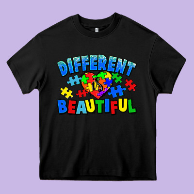 Different Is Beautiful Autism Heavy Core Tee Designed By Cowgirlartshop