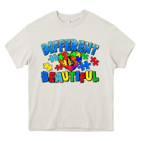Cream Different is beautiful Autism Heavy Core Tee - CowGirlArtShop