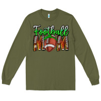 Army Green football mom Long Sleeve Tee - CowhideDigitalArt