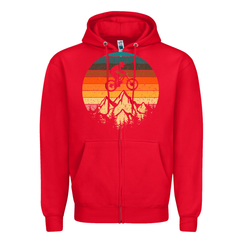 Mountainbike Downhill Retro Vintage Gift   Mountain Bike Zipper Hoodie by DesigneFamous | Teevron