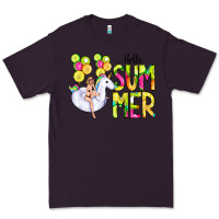 Plum Hello Summer Unicorn Premium Tee - CowCowDesign