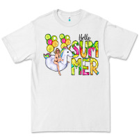 White Hello Summer Unicorn Premium Tee - CowCowDesign