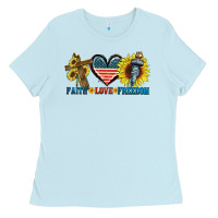 Baby Blue Fatih love freedom Ladies Tee - FaDigitalArtStudio