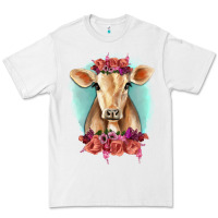 White Floral Cow Premium Tee - RanaPortraitStore