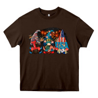 Chocolate Brown i love usa gnomes 4th of july Heavy Core Tee - CowGirlArtShop