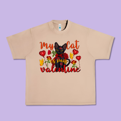 My Cat Is My Valentine Valentine's Day Urban Heavy Tee Designed By Fadigitalartstudio