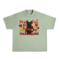 Oil Green my cat is my valentine valentine's day Urban Heavy Tee - FaDigitalArtStudio