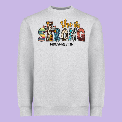 She İs Strong Proverbs 31 25 Heavyweight Sweatshirt Designed By Jahusdesignshop