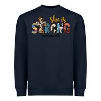 Navy she i̇s strong proverbs 31 25 Heavyweight Sweatshirt - JahusDesignShop