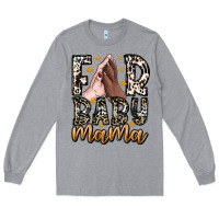 Heather Grey Fur Baby Mama Long Sleeve Tee - CowhideDigitalArt