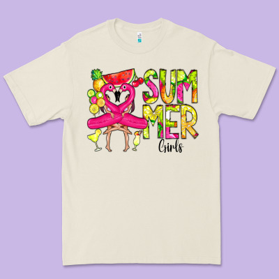 Summer Girls Flamingo Premium Tee Designed By Cowcowdesign