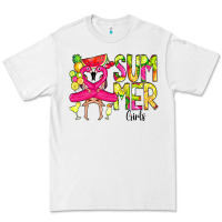White Summer Girls Flamingo Premium Tee - CowCowDesign