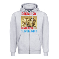 Heather Grey socialism Zipper Hoodie - DesigneFamous