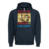 Navy socialism Zipper Hoodie - DesigneFamous