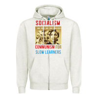 Oatmeal Heather socialism Zipper Hoodie - DesigneFamous