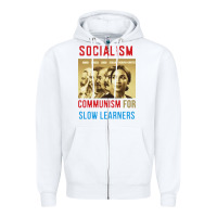 White socialism Zipper Hoodie - DesigneFamous