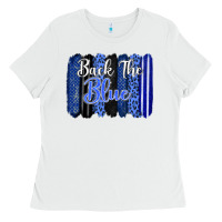 White Back the blue brushstrokes Ladies Tee - FaDigitalArtStudio