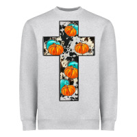 Heather Grey pumpkin cross Heavyweight Sweatshirt - JahusDesignShop