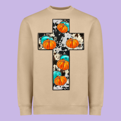 Pumpkin Cross Heavyweight Sweatshirt Designed By Jahusdesignshop