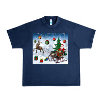 Navy christmas santa deer and presents Urban Heavy Tee - BundleAndBundleShop