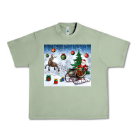 Oil Green christmas santa deer and presents Urban Heavy Tee - BundleAndBundleShop