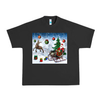 Pigment Black christmas santa deer and presents Urban Heavy Tee - BundleAndBundleShop