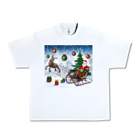 White christmas santa deer and presents Urban Heavy Tee - BundleAndBundleShop