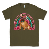 Army Green french bulldog floral rainbow Classic Tee - Artiststas