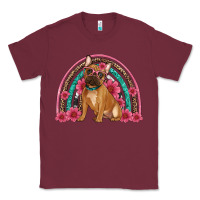 Burgundy french bulldog floral rainbow Classic Tee - Artiststas