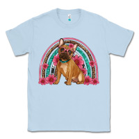 Dusty Blue french bulldog floral rainbow Classic Tee - Artiststas