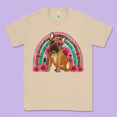 French Bulldog Floral Rainbow Classic Tee Designed By Artiststas