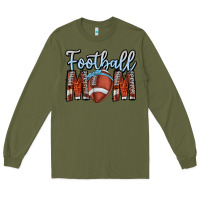 Army Green Football Mom Long Sleeve Tee - CowhideDigitalArt