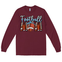 Burgundy Football Mom Long Sleeve Tee - CowhideDigitalArt