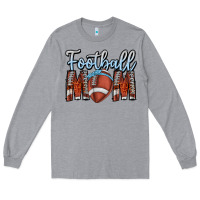 Heather Grey Football Mom Long Sleeve Tee - CowhideDigitalArt
